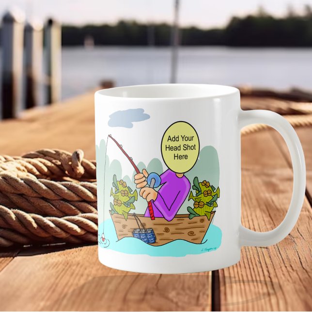 Caneca De Café Pescador Funny Cartoon (Background photo courtesy of rorozoa)