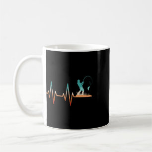 Caneca De Café Pescador Retro Peixe Coração Batimento Divertido B