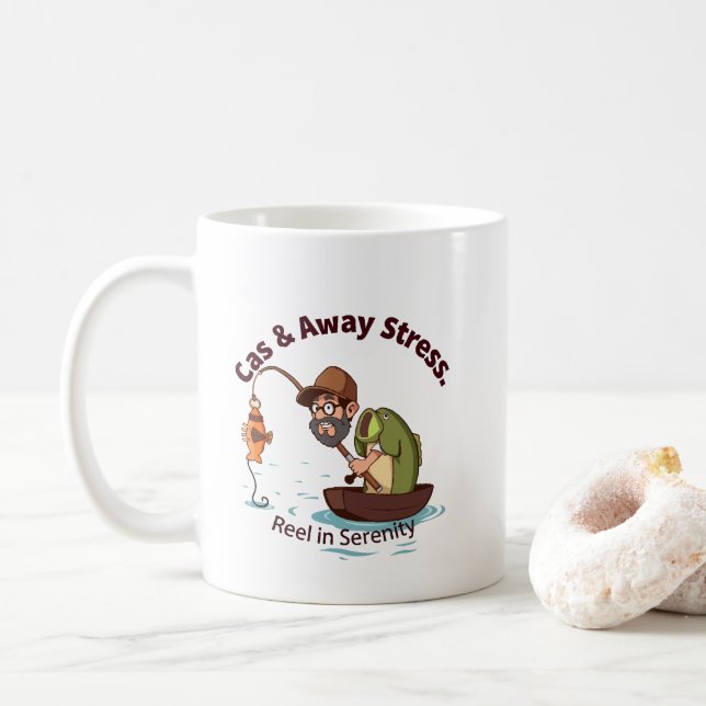 Caneca De Café Pescando Felicidade (Com Donut)