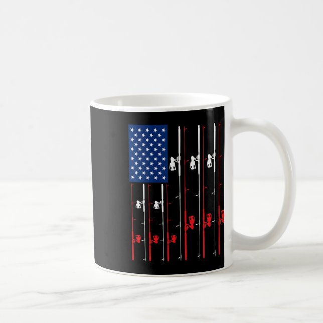 Caneca De Café Pescar Bandeira Dos Eua Espalha Um Presente De Caç (Direita)