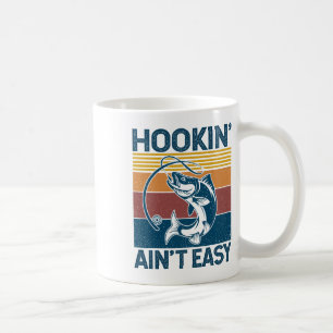 Caneca De Café Pescar Gancho Não É Fácil Vintage Retro Pescador