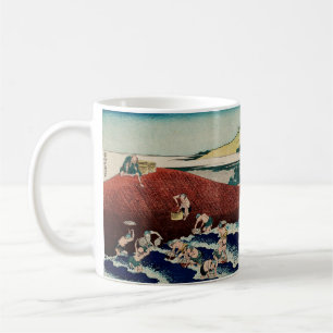 Caneca De Café Pescaria de cesto no rio Kinu por Hokusai