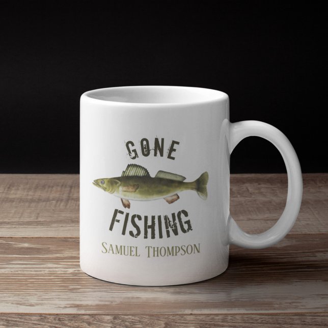 Caneca De Café Pescaria Encantadora Pescador Moderno (Criador carregado)
