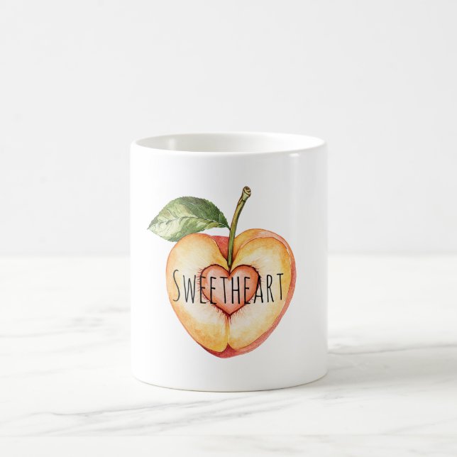 Caneca De Café Pêssego Coração Fruta (Centro)