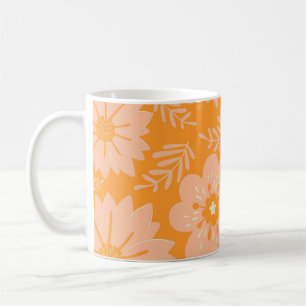 Caneca De Café Pêssego de Vintagem Retroativa Padrão de Flor Lara