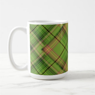 Caneca De Café Pêssego e Xadrez Verde (sobrepostos)