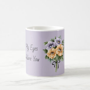 Caneca De Café Pêssego Flores Roxas Meus Olhos Adoram Você