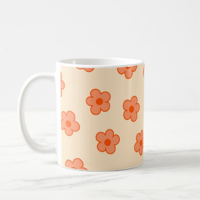 Caneca De Café Pêssego Laranja Retro Quadrado Quimológico Y2K (Esquerda)