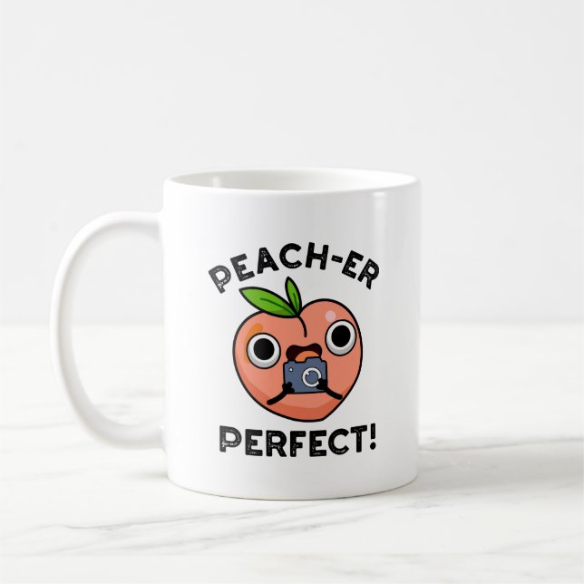 Caneca De Café Pêssego Perfeito Engraçado Pêssego Pun (Esquerda)