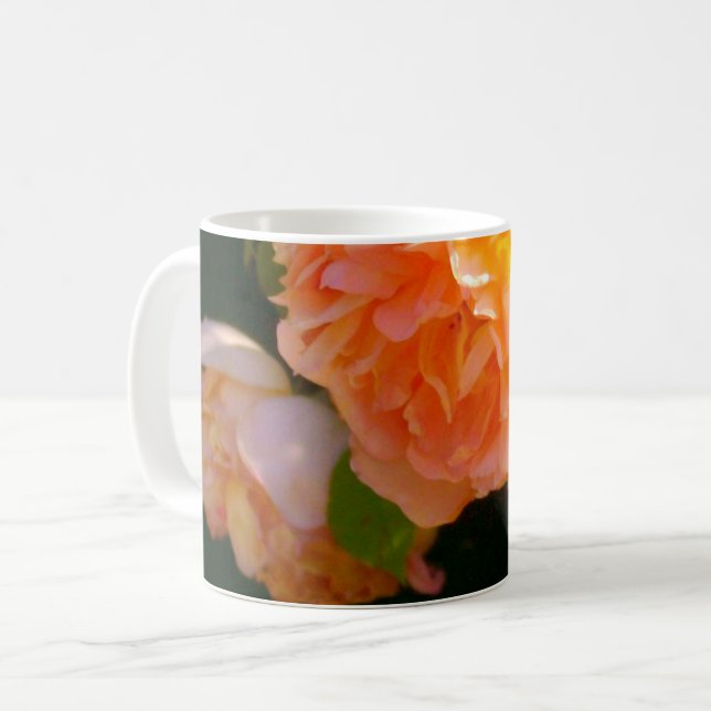 Caneca De Café Pêssego romântico Elegante Rosa amarelo laranja