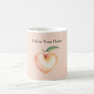 Caneca De Café Pêssego Siga Seu Coração