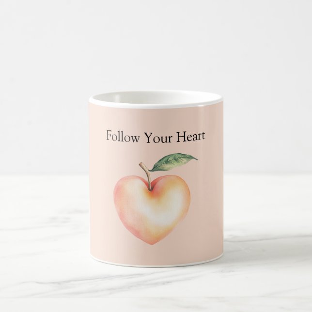 Caneca De Café Pêssego Siga Seu Coração (Centro)