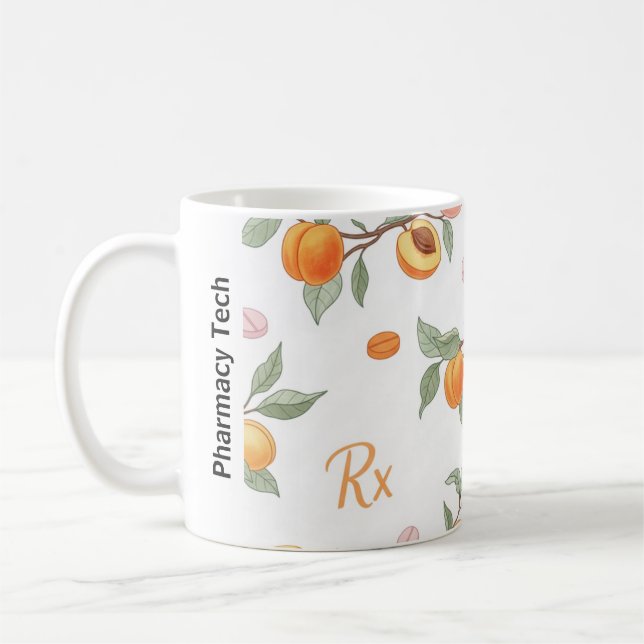 Caneca De Café Pêssegos Personalizados, Apricots & RX Pharmacy Mu (Esquerda)