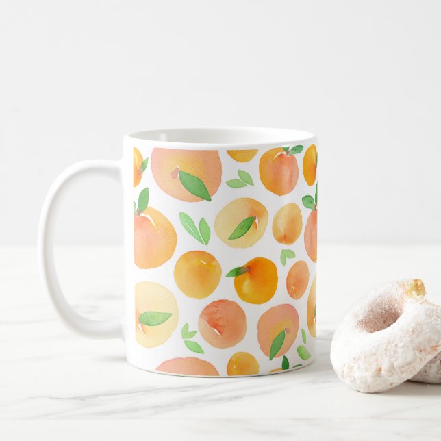 Caneca De Café Pessegueira laranja legal e moderna fruta (Com Donut)
