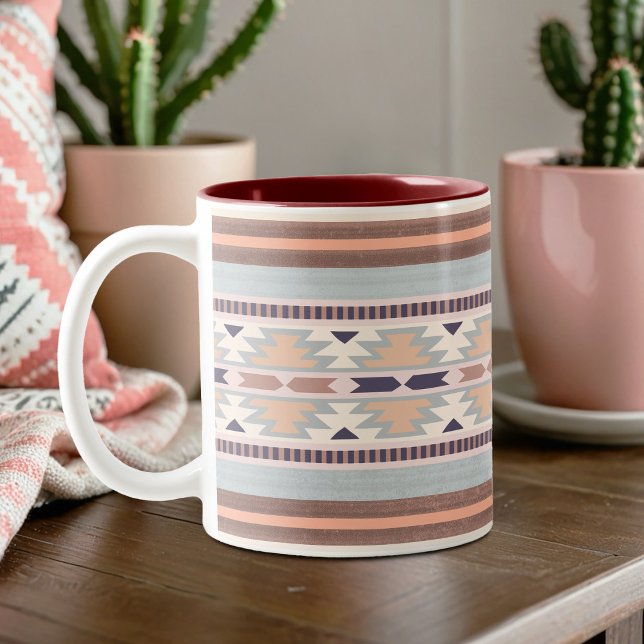 Caneca De Café Pessegueiro Tribal Peach Mug (Two-Tone Mug in Maroon)