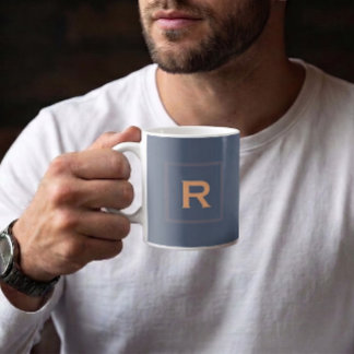 Caneca de café pessoal de cor sólida azul retrô
