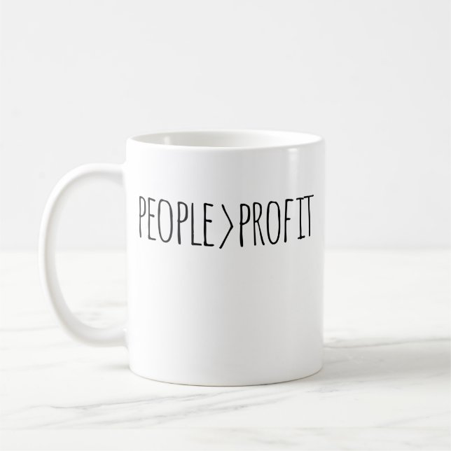 Caneca De Café Pessoas acima do Lucro (Esquerda)