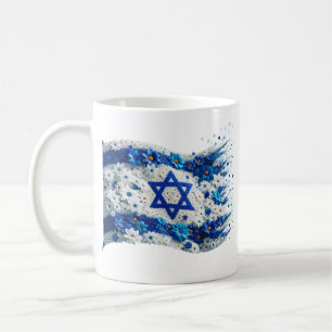 Caneca De Café Pessoas da bandeira de Israel florescendo em flore