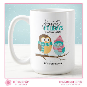 Caneca De Café Pessoas Natal Personalizáveis Corujas de Inverno F