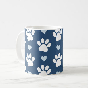 Caneca De Café Pestanas, Patas-Cães, Patas Brancas, Corações Azui