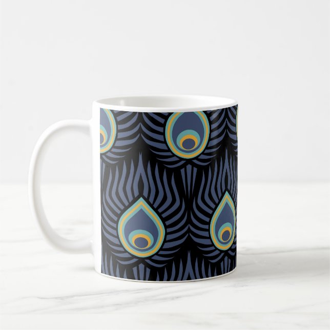 Caneca De Café Peste Pavão: Padrão Elegante. (Esquerda)