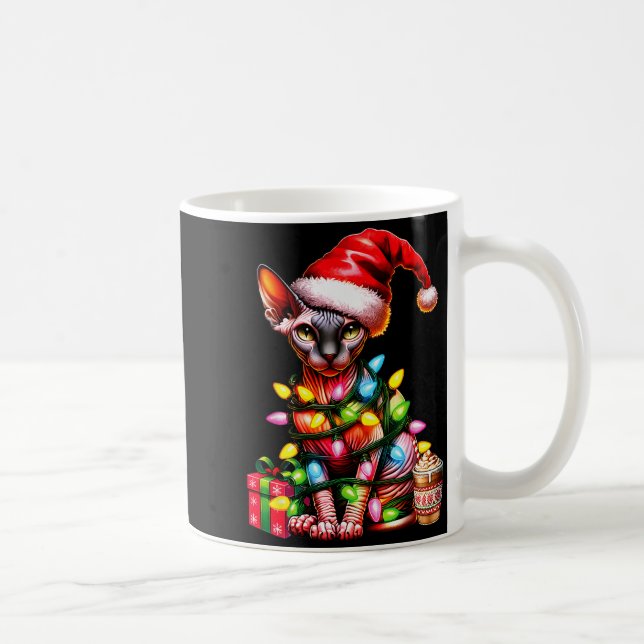Caneca De Café Pet Animal Lovers Cute Sphynx Cat Reindeer Antlers (Direita)