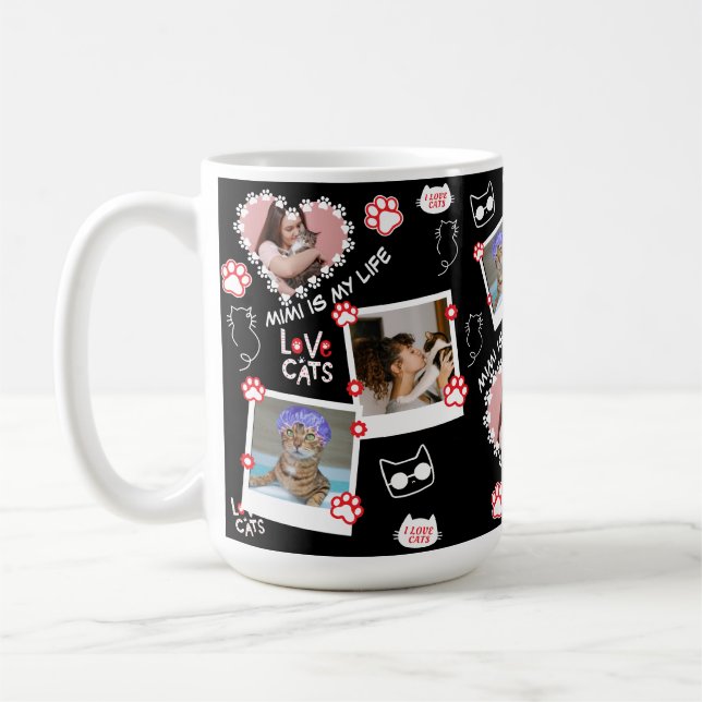 Caneca De Café Pet Cat Fotografia Personalizada Collage Mug com N (Esquerda)