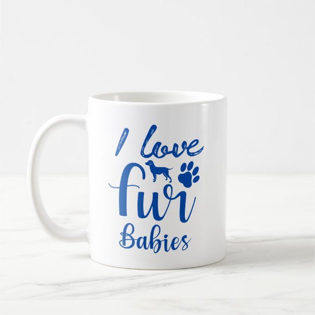 Caneca De Café Pet Cote: Eu Amo Peles Bebês em Azul (Esquerda)