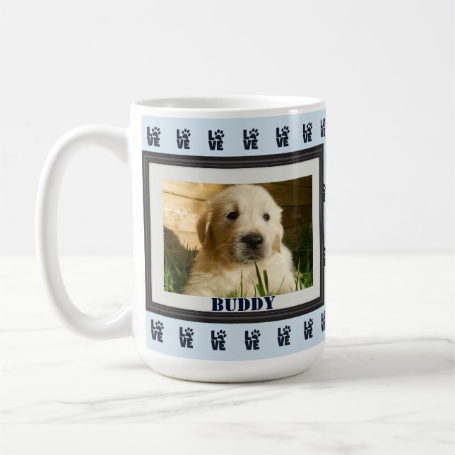 Caneca De Café Pet Dog Cat Photo Paw Print Love (Esquerda)