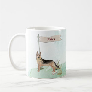 Caneca De Café Pet Dog de German shepherd de Nome Personalizado