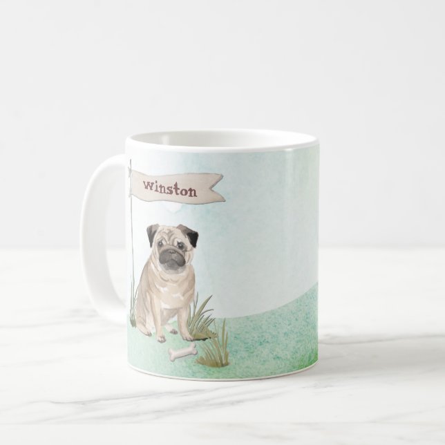 Caneca De Café Pet Dog de Nome Personalizado (Frente Esquerda)