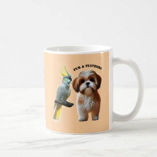 Caneca De Café Pet Lover de Shih Tzu Dog e Cockatoo Bird URM