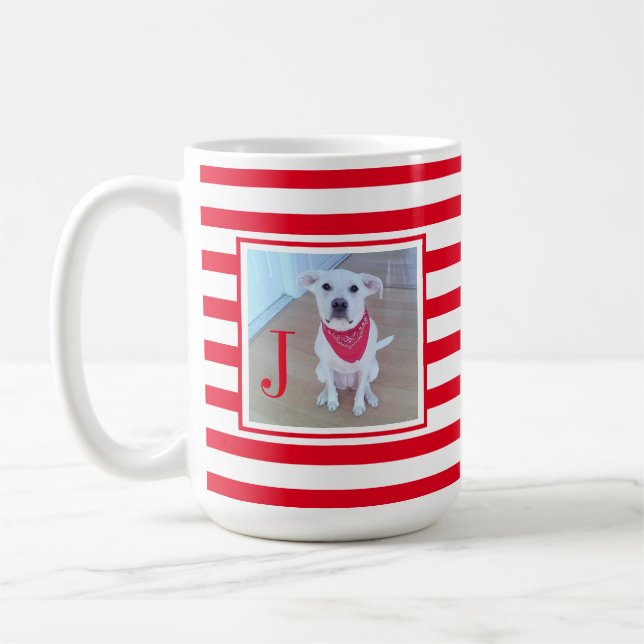 Caneca De Café Pet Lover Simples 1 Foto Vermelho e Branco Natal (Esquerda)