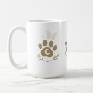 Caneca De Café Pet Memorial Paw com Lua e Borboleta - Simpatia