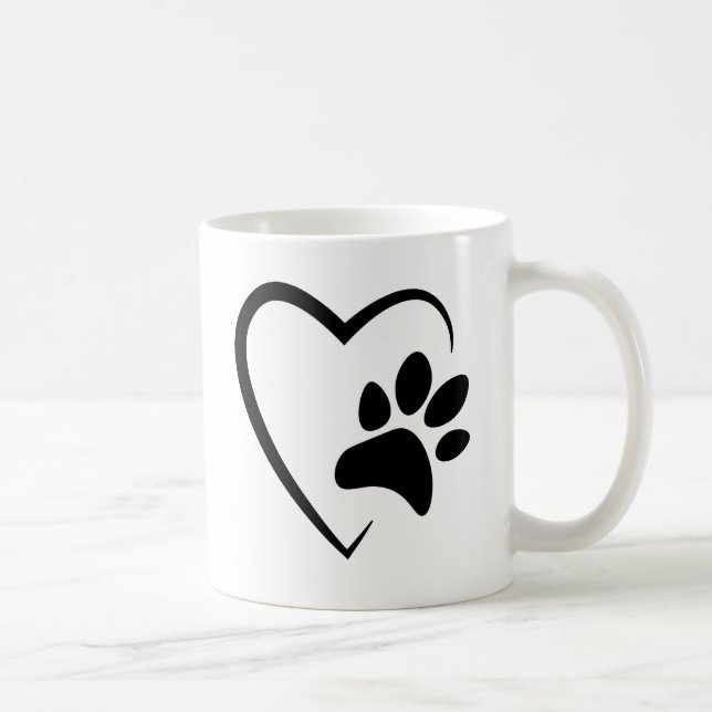 Caneca De Café Pet Paw Print Heart Mug (Direita)
