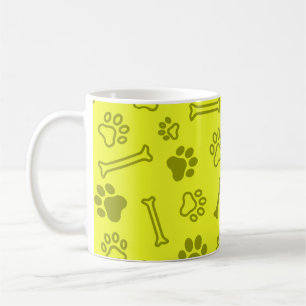 Caneca De Café Pet - Pegada de Gato ou Cão e Padrão Ósseo