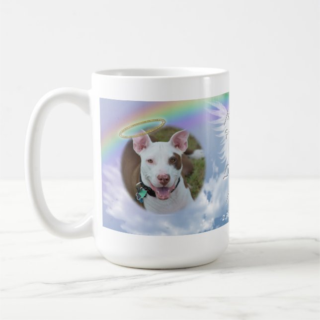 Caneca De Café Pet Photo Memorial Rainbow Angel Wings e Halo (Esquerda)