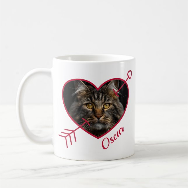 Caneca De Café Pet Photo Personalizado e Nome Heart Shape Mug (Esquerda)