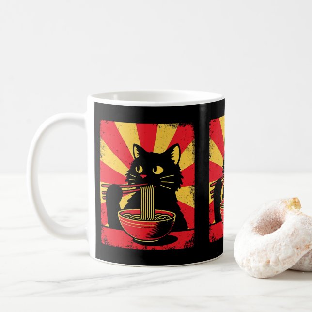 Caneca De Café Pet Proprietários de Gatos Negros Engraçados (Com Donut)
