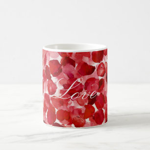 Caneca De Café Petais de Rosa vermelha romântica Floral
