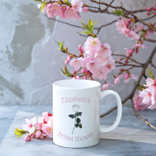 Caneca De Café Pétala de Rosa Branca Chuveiro de Noiva