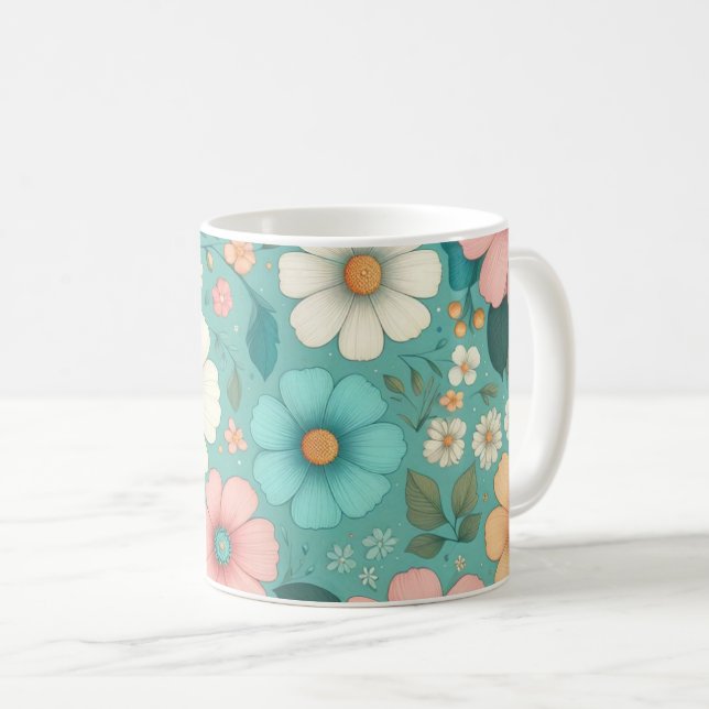 Caneca De Café Pétalas de Pastel (Frente Esquerda)