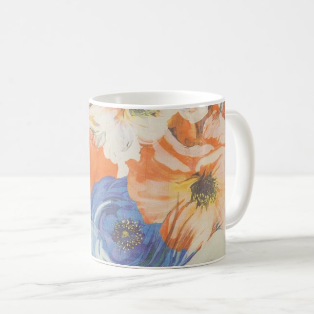 Caneca De Café Pétalas Flores - Arte Flor Vibrante (Frente Esquerda)