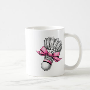 Caneca De Café Peteca de Badminton com Laço de Coquete Rosa Mamãe