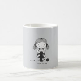 Caneca De Café Petite Fille Adorable qui Tricote I Love Knitting