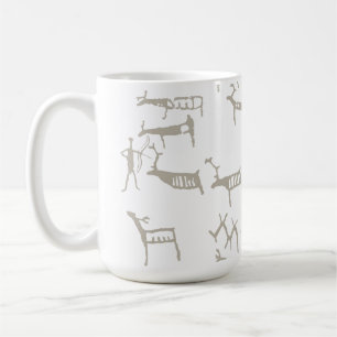Caneca De Café Petróglifo Rupestre Caça Antiga de Cervos Europeus