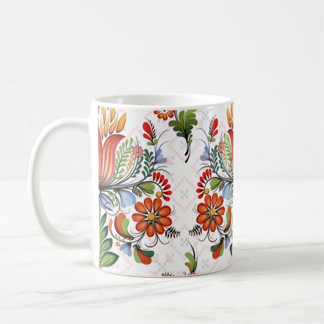 Caneca De Café Petrykivka: Flores Ucranianas. (Esquerda)