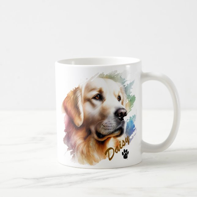 Caneca De Café Pet's Brush Modern Cool Typography Name (Direita)