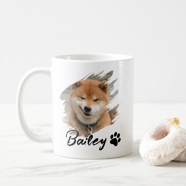 Caneca De Café Pet's Simple Modern Cool Typography Name and Photo (Com Donut)