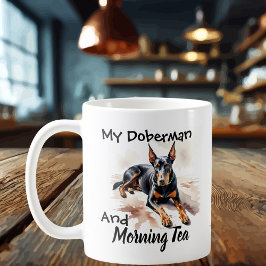 Caneca De Café Pets Simples ''Meu Doberman'' Preto Personalizar